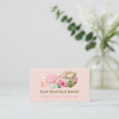 Blush roze illustratie handgemaakte Craft Soap Visitekaartje (Staand voorkant)
