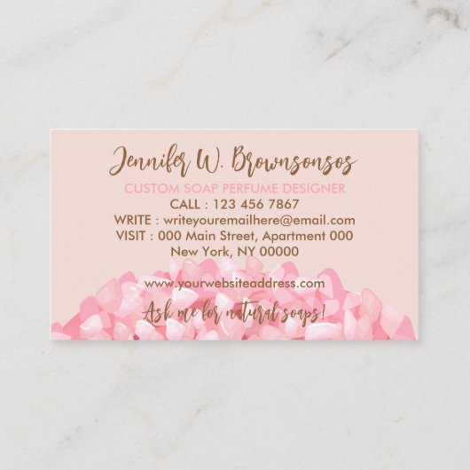 Blush roze illustratie handgemaakte Craft Soap Visitekaartje (Achterkant)