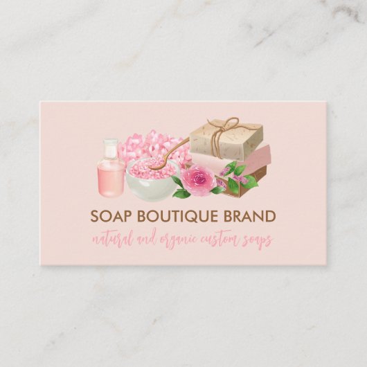 Blush roze illustratie handgemaakte Craft Soap Visitekaartje (Voorkant)