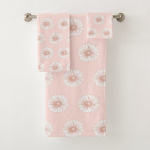 Blush roze illustratie ventilatorpatroon bad handdoek