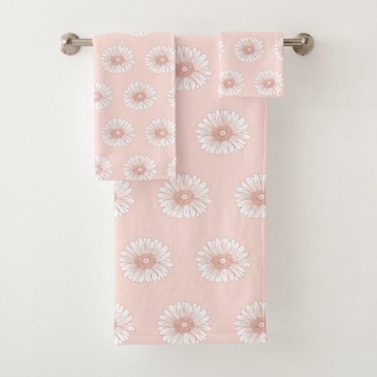 Blush roze illustratie ventilatorpatroon bad handdoek (Insitu)