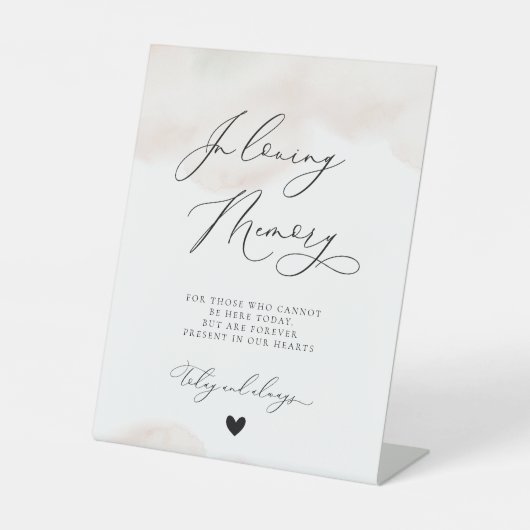 Blush roze in Loving Memory Weddenorial Reclamebord Met Voetstuk (Voorkant)