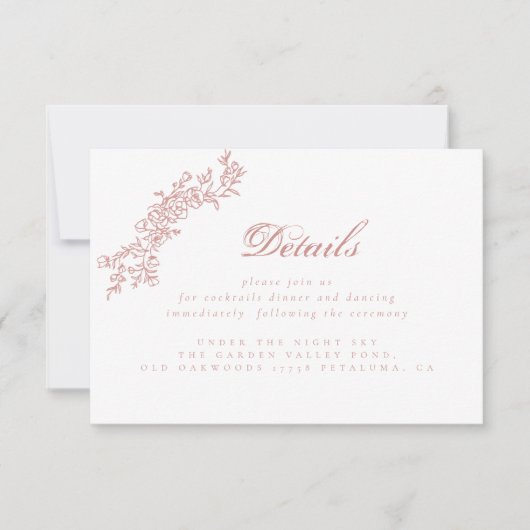 Blush roze informatiekaart, details informatie kaart (Voorkant)