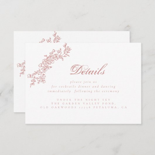 Blush roze informatiekaart, details informatie kaart (Voorkant / Achterkant)