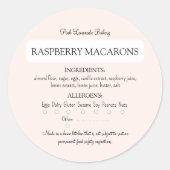 Blush Roze Ingrediënt en Allergeen Food Label (Voorkant)