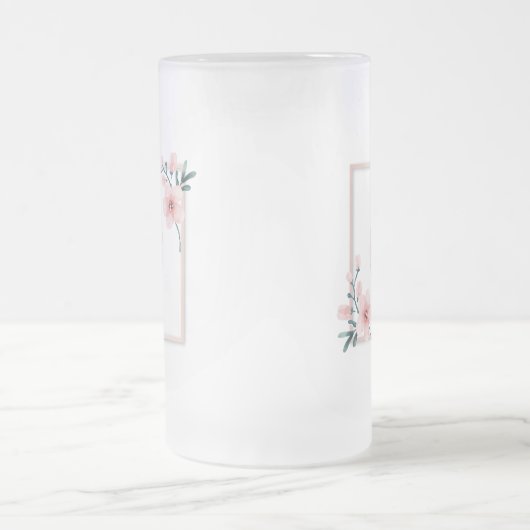 Blush Roze Initiaal Lijst Matglas Bierpul (Center)