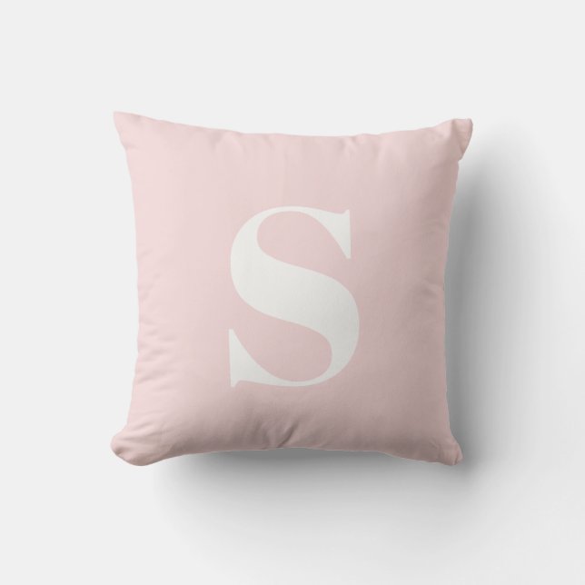 Blush Roze Initiaal Monogrammed Outdoor Kussen (Voorkant)