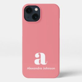 Blush Roze Initiaal Naam Monogram Minimale Moderne iPhone 13 Hoesje