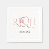 Blush roze initialen, ampersand, roze roze bruilof servet (Voorkant)