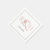 Blush roze initialen, ampersand, roze roze bruilof servet (Hoek)