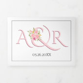 Blush roze initialen, ampersand roze rozen bruilof drieluik uitnodiging (Cover)