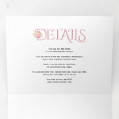 Blush roze initialen, ampersand roze rozen bruilof drieluik uitnodiging (Binnenzijde eerst)