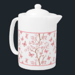 Blush roze inkt geschetste bloementheepot theepot<br><div class="desc">Blush roze inkt geschetste bloementheepot</div>