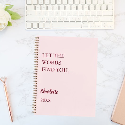 Blush roze inspirerend citaat schrijven notitieboek