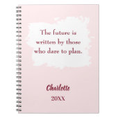 Blush roze inspirerend quote doelen notitieboek (Voorkant)
