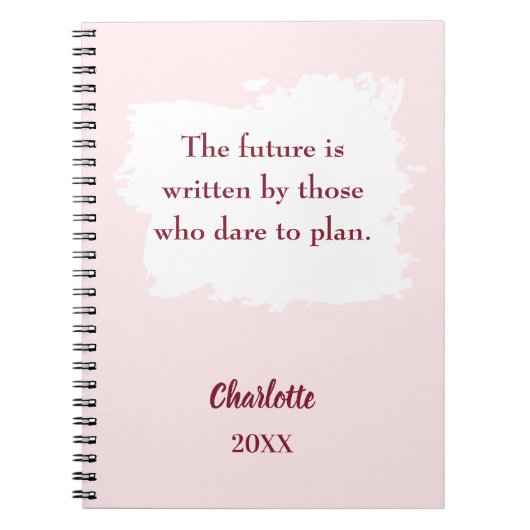 Blush roze inspirerend quote doelen notitieboek (Voorkant)