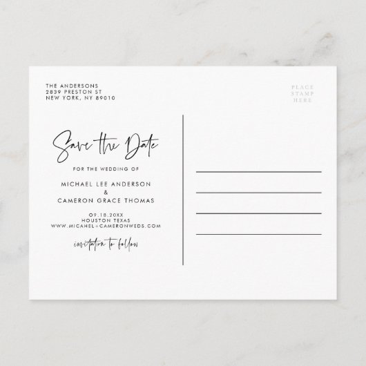 Blush Roze Iowa Map Modern Script Save the Date Aankondigingskaart (Achterkant)