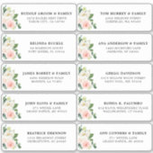 Blush Roze Ivoor Bloemen Bruiloft Gast Adres Sticker (Voorkant)