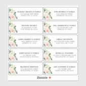 Blush Roze Ivoor Bloemen Bruiloft Gast Adres Sticker (Vel)