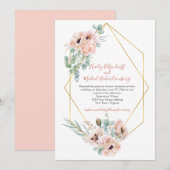Blush roze ivoor papaver Greenery Gold Geometric Kaart (Voorkant / Achterkant)