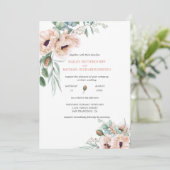 Blush roze ivoor papavers Greenery Waterverf Kaart (Staand voorkant)