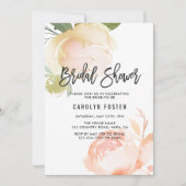 Blush roze ivoor Peony Bridal Shower Kaart (Voorkant)