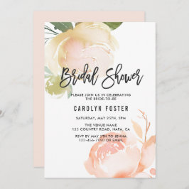 Blush roze ivoor Peony Bridal Shower Kaart