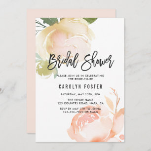 Blush roze ivoor Peony Bridal Shower Kaart