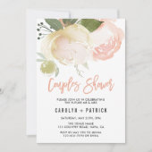 Blush roze ivoor Peony Couples Shower Invitation Kaart (Voorkant)