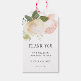 Blush roze ivoor pioen bruiloft dank u cadeaulabel