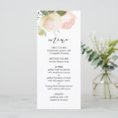 Blush roze ivoor pioen bruiloft menu (Staand voorkant)