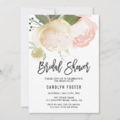 Blush roze ivoor pioen bruiloft Vrijgezellenfeest Kaart (Voorkant)