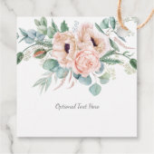 Blush Roze Ivoor Poppies Pioenrozen Bruiloft Gift Bedankjes Labels (Achterkant)