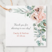 Blush Roze Ivoor Poppies Pioenrozen Bruiloft Gift Bedankjes Labels (Voorkant)