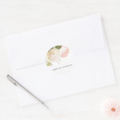 Blush Roze Ivoor Waterverf Pioen Ronde Sticker (Envelop)