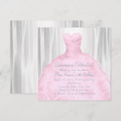 Blush roze jurk Elegant roze Quinceañera Kaart (Voorkant / Achterkant)