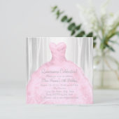 Blush roze jurk Elegant roze Quinceañera Kaart (Staand voorkant)