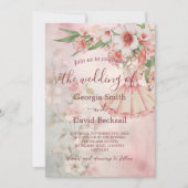 Blush Roze  Jurk QR Code Huwelijk Kaart (Voorkant)