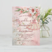 Blush Roze  Jurk QR Code Huwelijk Kaart (Staand voorkant)