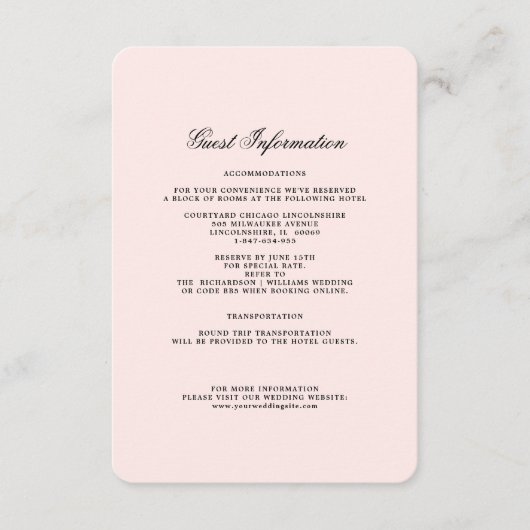 Blush roze | Kaart met zwarte bruiloft (Voorkant)