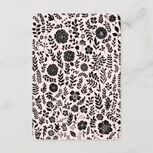 Blush roze | Kaarten voor Black Floral Wedding (Achterkant)