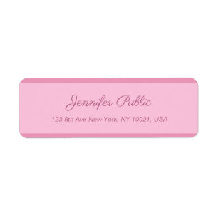 Blush Roze kalligraded Script Text Elegant Return Etiket
