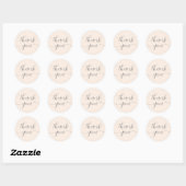 Blush roze kalligrafie elegant bedankt ronde sticker (Vel)