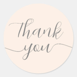 Blush roze kalligrafie elegant bedankt ronde sticker