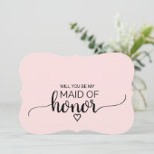 Blush roze kalligrafie gemaakt van het eerdergenoe kaart (Staand voorkant)