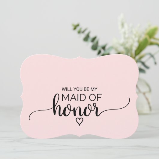 Blush roze kalligrafie gemaakt van het eerdergenoe kaart (Staand voorkant)