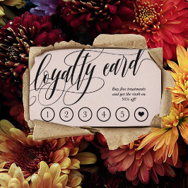 Blush roze kalligrafie Loyalty Punch Card