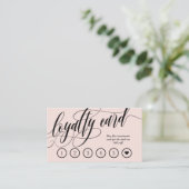 Blush roze kalligrafie Loyalty Punch Card (Staand voorkant)