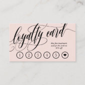 Blush roze kalligrafie Loyalty Punch Card (Voorkant)