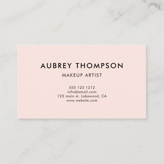Blush roze kalligrafie minimalistische Girly Visitekaartje (Achterkant)